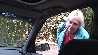 Old bitch gets nailed in the car by a stranger
