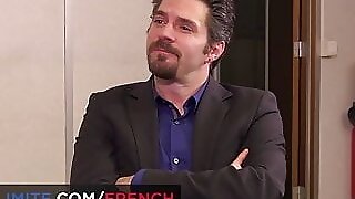 French mature gets fucked in the ass in the office