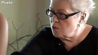 Old Butch Therapist Shows And Teaches Orgasm in Front of Friend