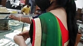 Red blouse bhabhi in shop