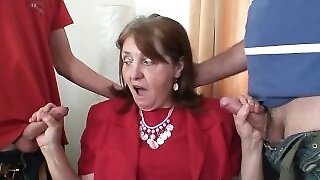 Office bitch takes two cocks